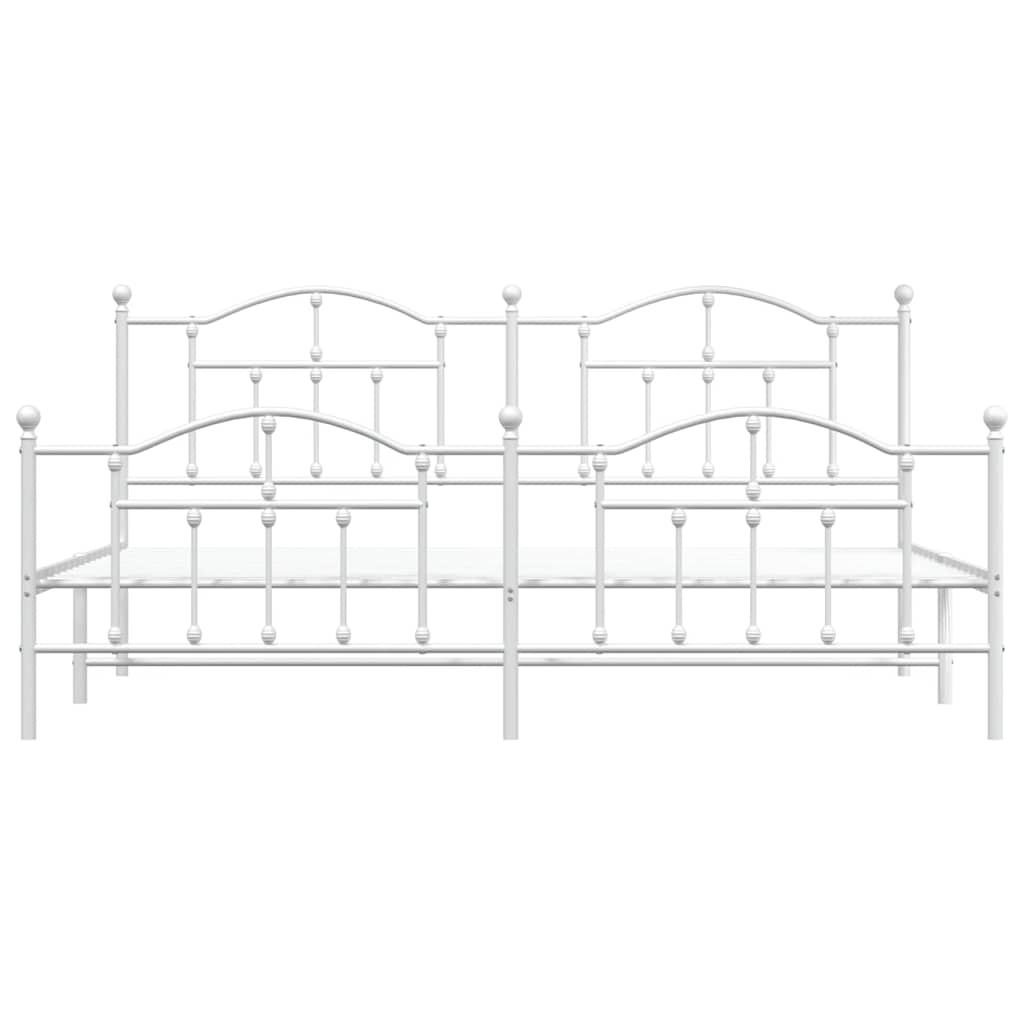 Giroletto con Testiera e Pediera Metallo Bianco 193x203 cm | homemem39