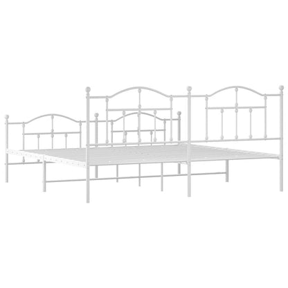 Giroletto con Testiera e Pediera Metallo Bianco 193x203 cm | homemem39