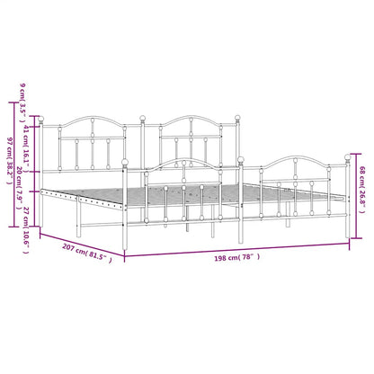 Giroletto con Testiera e Pediera Metallo Bianco 193x203 cm | homemem39