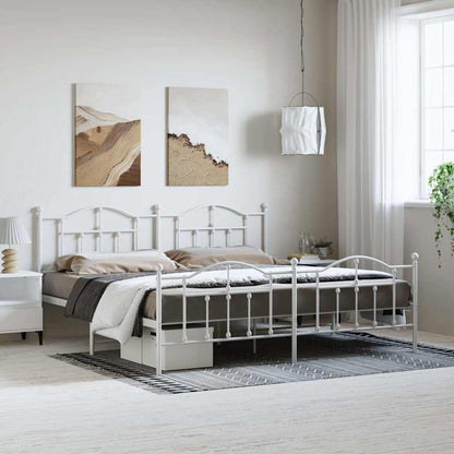 Giroletto con Testiera e Pediera Metallo Bianco 193x203 cm