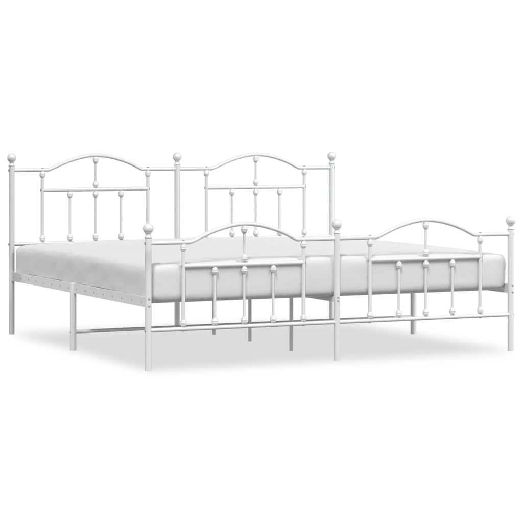 Giroletto con Testiera e Pediera Metallo Bianco 200x200 cm | homemem39