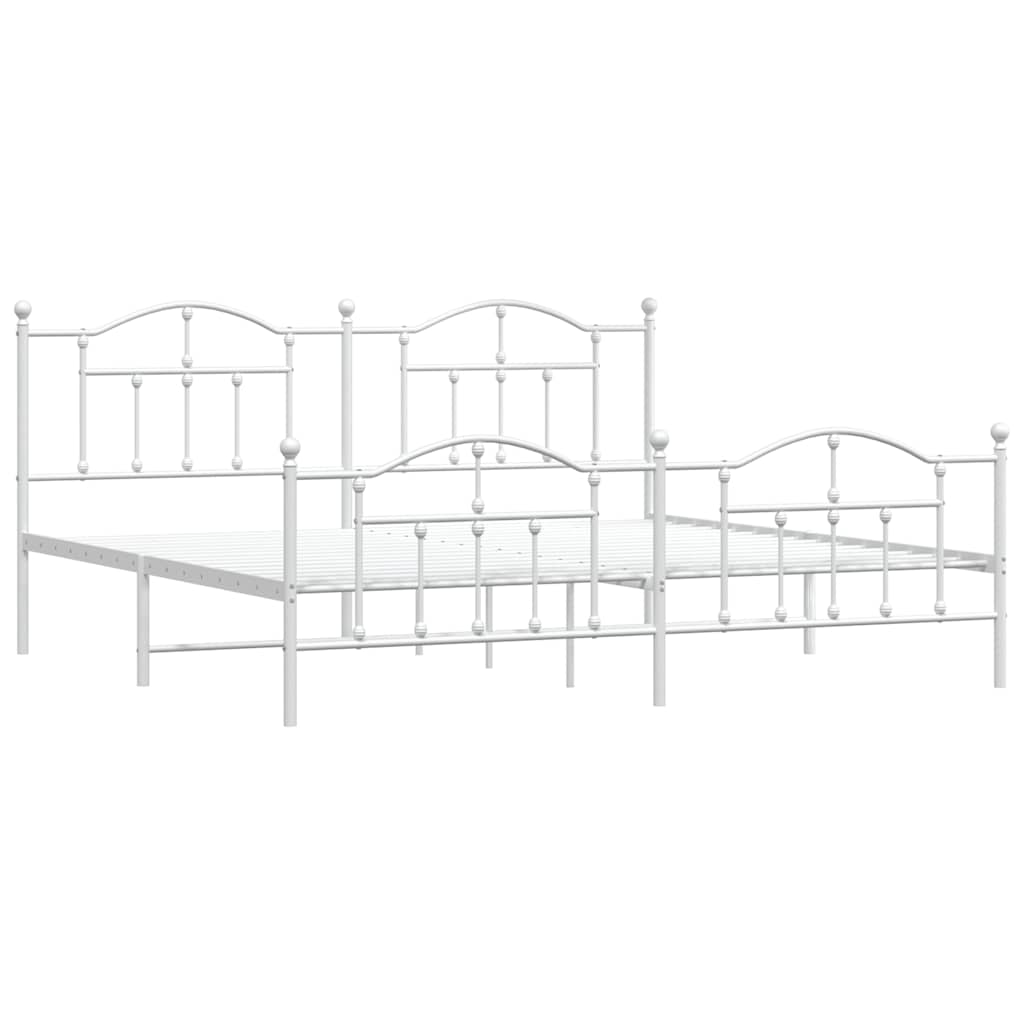 Giroletto con Testiera e Pediera Metallo Bianco 200x200 cm | homemem39