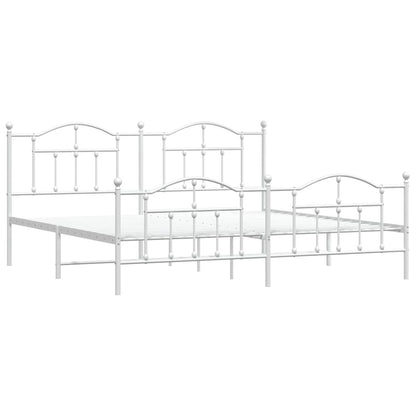 Giroletto con Testiera e Pediera Metallo Bianco 200x200 cm