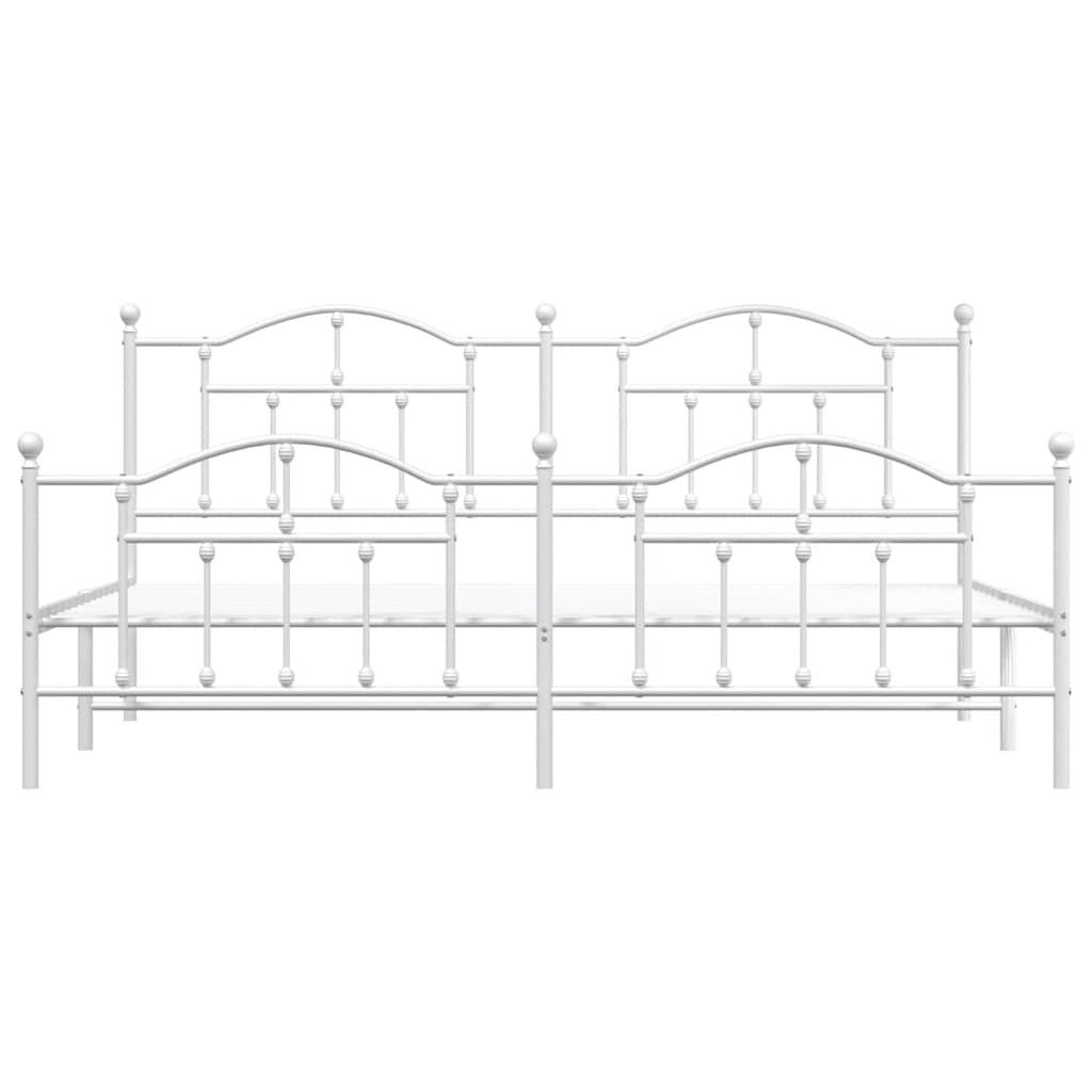 Giroletto con Testiera e Pediera Metallo Bianco 200x200 cm | homemem39