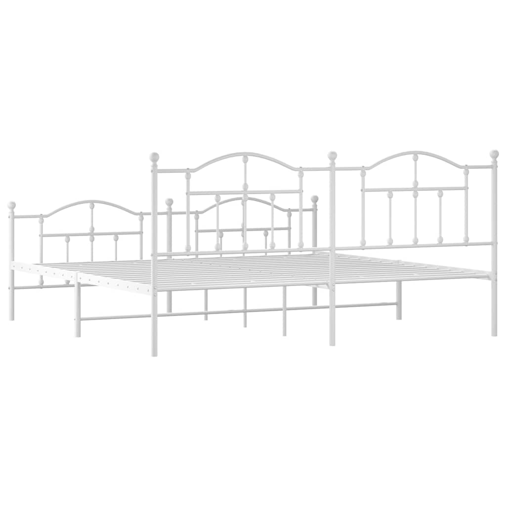 Giroletto con Testiera e Pediera Metallo Bianco 200x200 cm | homemem39
