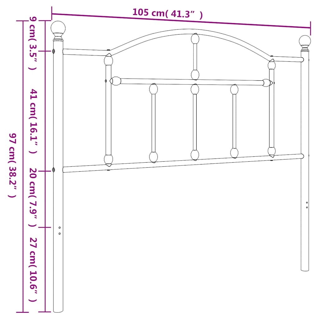 Testiera in Metallo Bianco 100 cm - homemem39