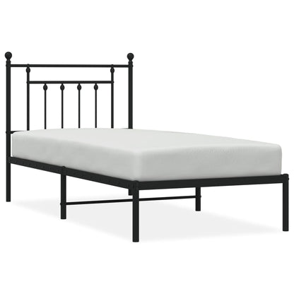 Giroletto con Testiera in Metallo Nero 80x200 cm