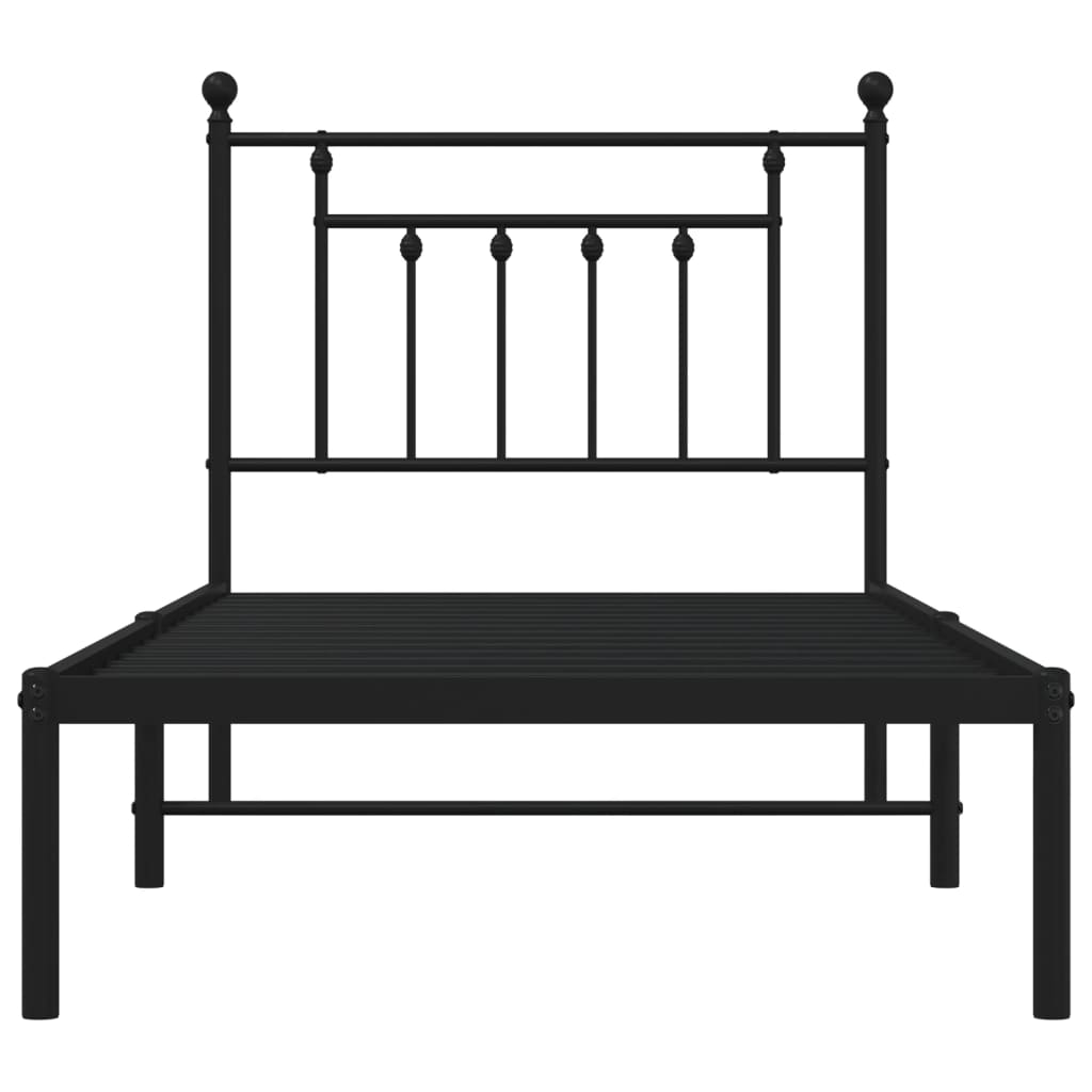Giroletto con Testiera in Metallo Nero 80x200 cm