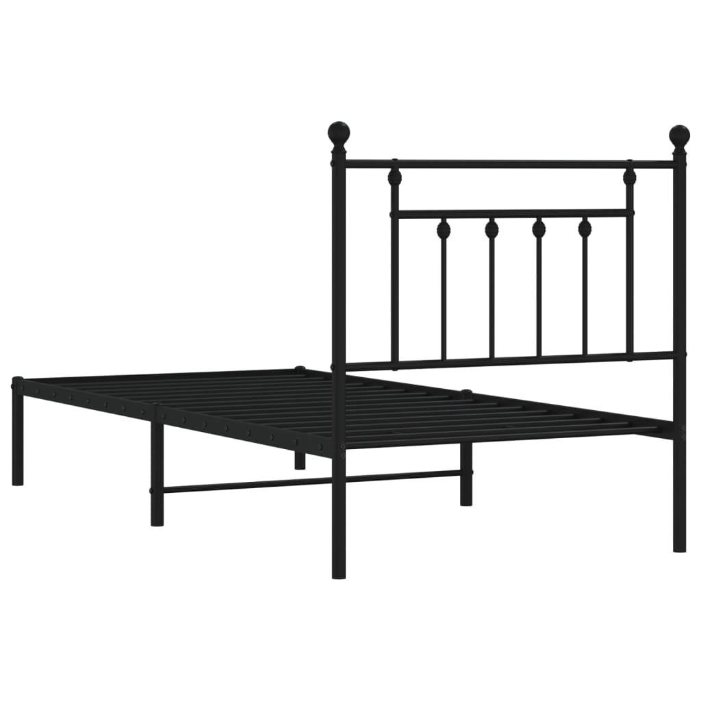 Giroletto con Testiera in Metallo Nero 80x200 cm