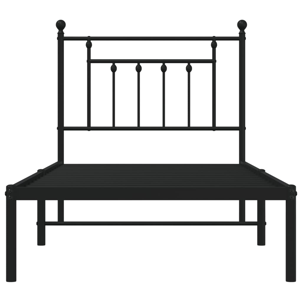 Giroletto con Testiera in Metallo Nero 90x190 cm - homemem39