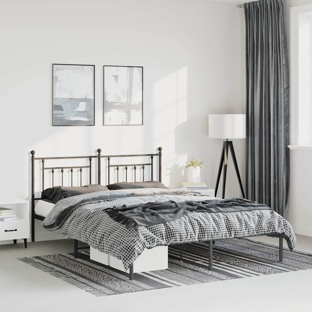 Giroletto con Testiera in Metallo Nero 135x190 cm