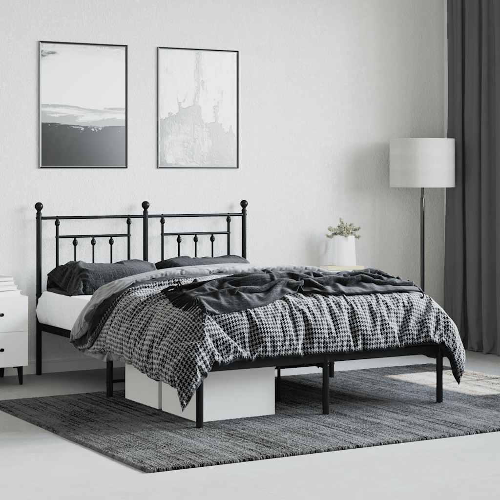 Giroletto con Testiera in Metallo Nero 140x190 cm