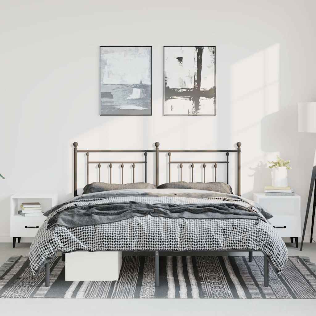 Giroletto con Testiera in Metallo Nero 150x200 cm