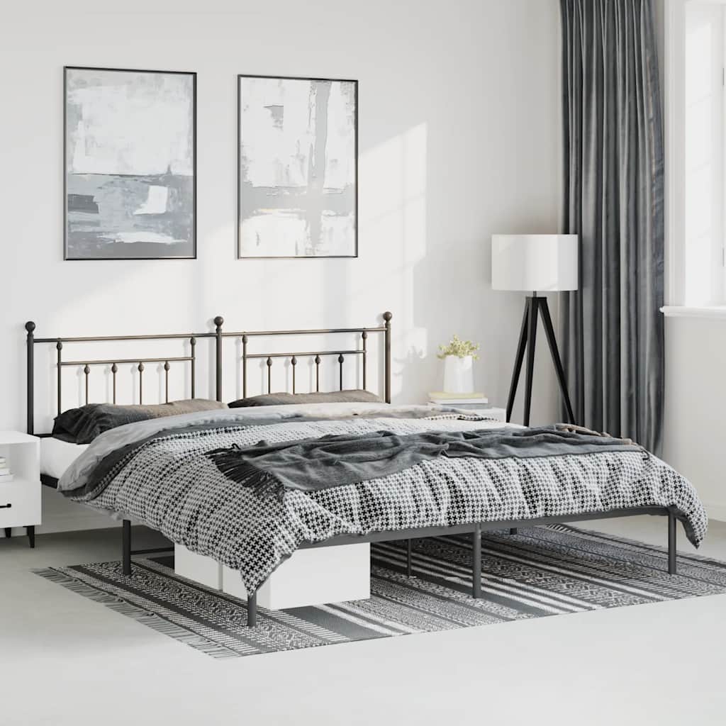 Giroletto con Testiera in Metallo Nero 183x213 cm | homemem39