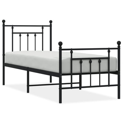 Giroletto con Testiera e Pediera Metallo Nero 75x190 cm | homemem39