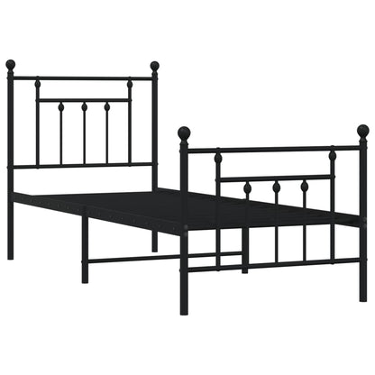 Giroletto con Testiera e Pediera Metallo Nero 75x190 cm | homemem39