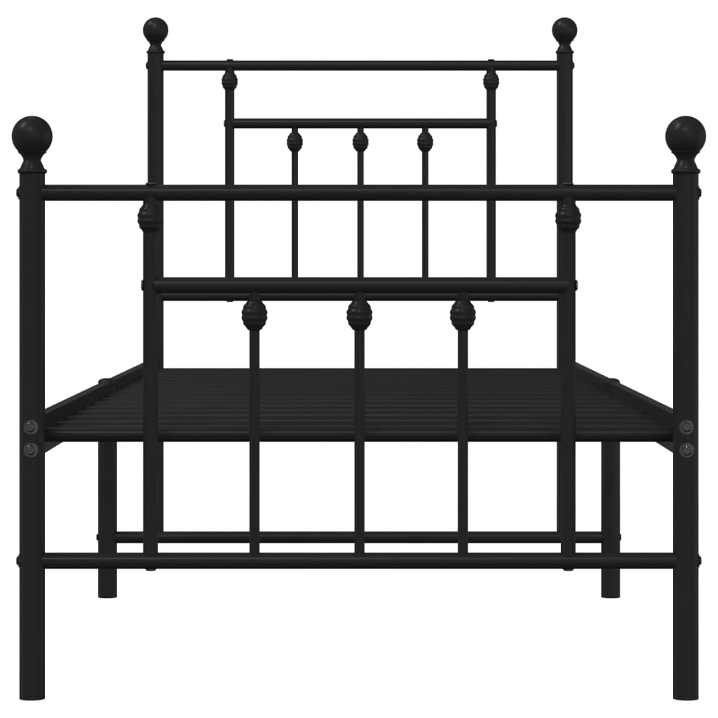 Giroletto con Testiera e Pediera Metallo Nero 75x190 cm | homemem39
