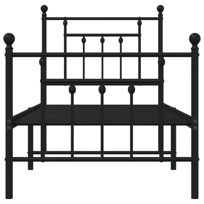 Giroletto con Testiera e Pediera Metallo Nero 75x190 cm | homemem39