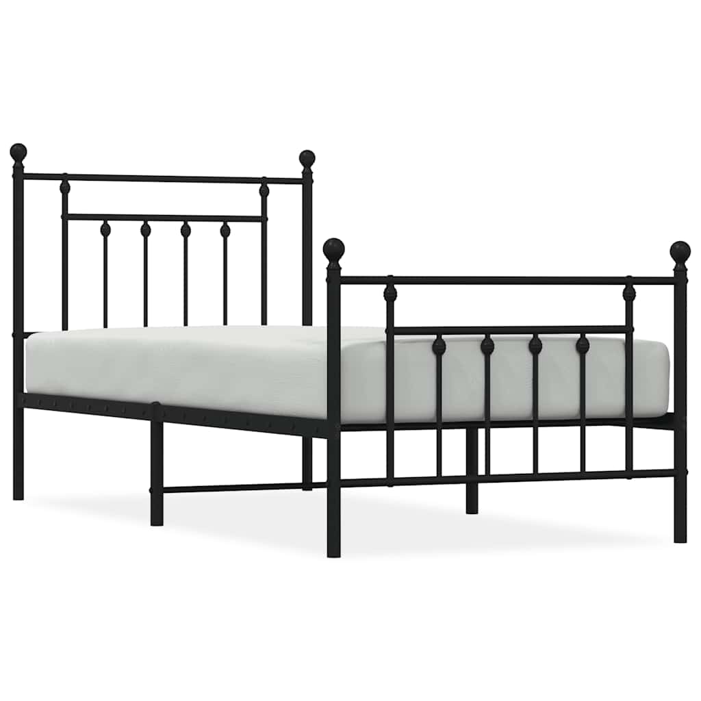 Giroletto con Testiera e Pediera Metallo Nero 80x200 cm