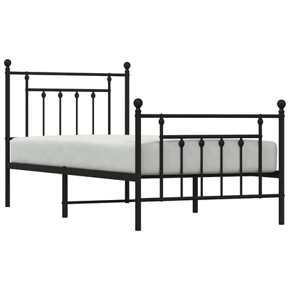 Giroletto con Testiera e Pediera Metallo Nero 80x200 cm