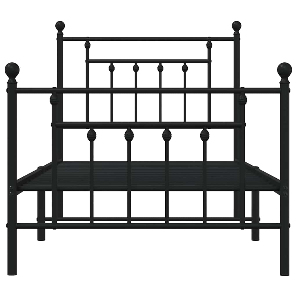 Giroletto con Testiera e Pediera Metallo Nero 80x200 cm