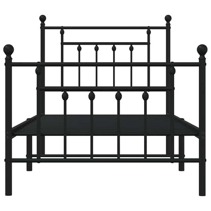 Giroletto con Testiera e Pediera Metallo Nero 80x200 cm