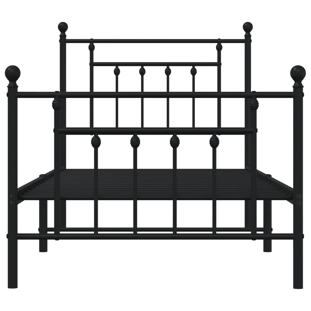 Giroletto con Testiera e Pediera Metallo Nero 90x190 cm - homemem39