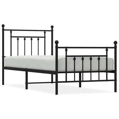 Giroletto con Testiera e Pediera Metallo Nero 90x200 cm