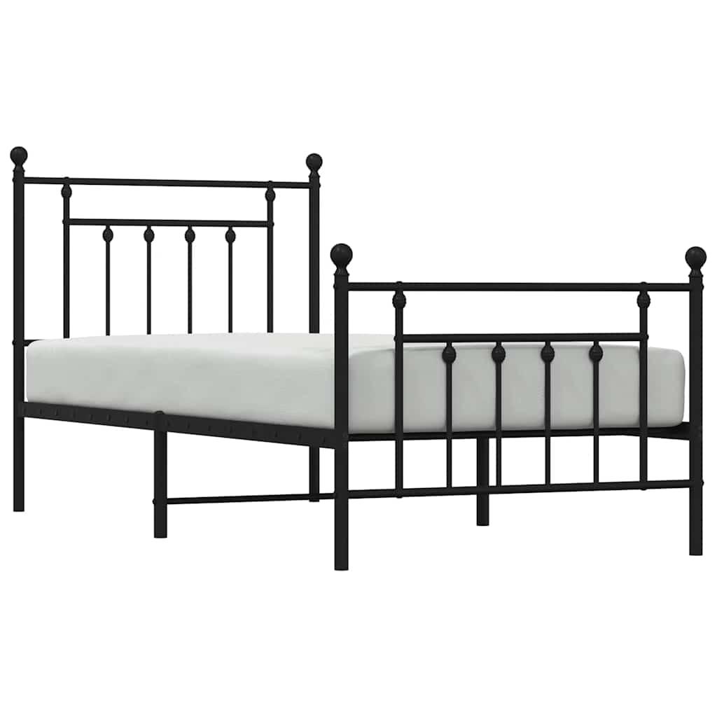 Giroletto con Testiera e Pediera Metallo Nero 90x200 cm