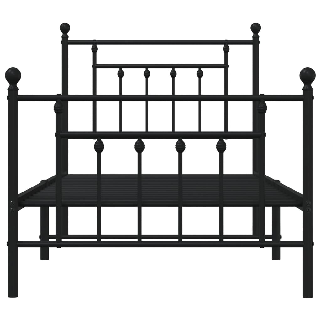Giroletto con Testiera e Pediera Metallo Nero 90x200 cm - homemem39