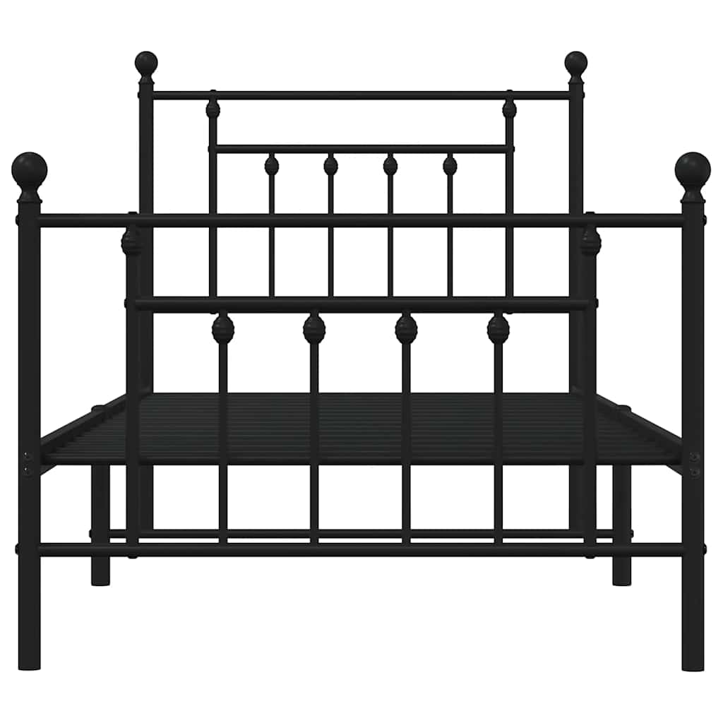 Giroletto con Testiera e Pediera Metallo Nero 90x200 cm