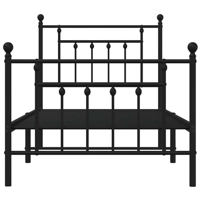 Giroletto con Testiera e Pediera Metallo Nero 90x200 cm