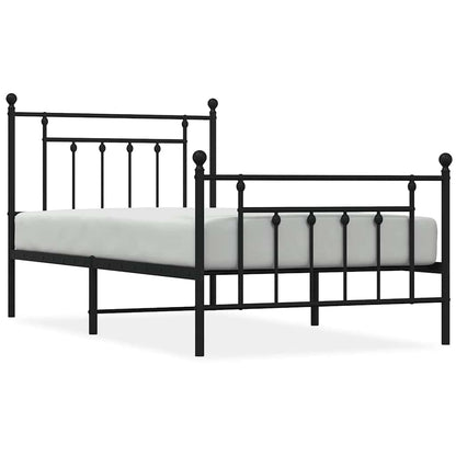 Giroletto con Testiera e Pediera Metallo Nero 100x190 cm