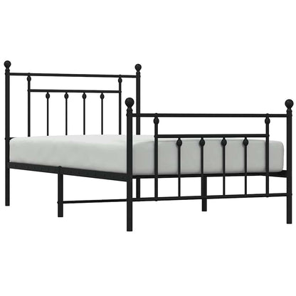 Giroletto con Testiera e Pediera Metallo Nero 100x190 cm