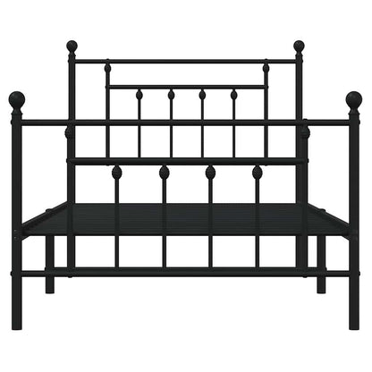 Giroletto con Testiera e Pediera Metallo Nero 100x190 cm