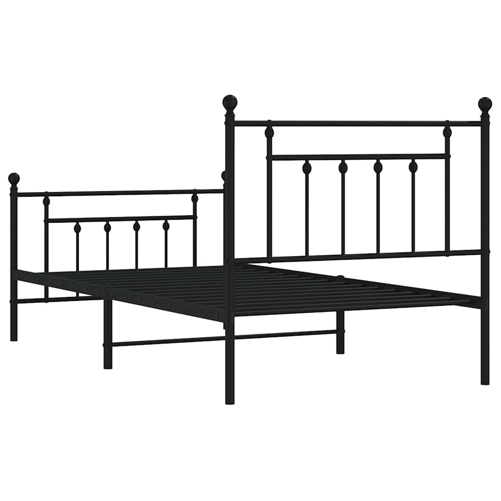 Giroletto con Testiera e Pediera Metallo Nero 100x190 cm