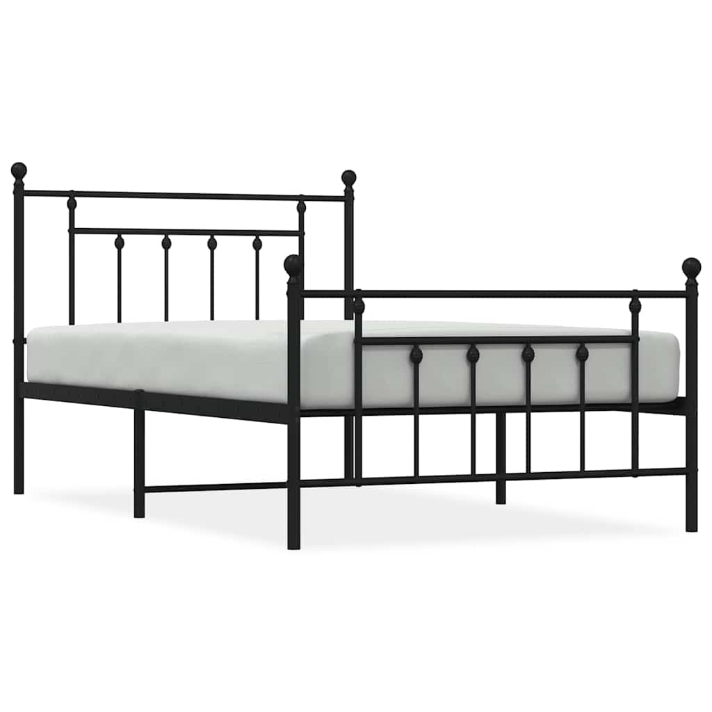Giroletto con Testiera e Pediera Metallo Nero 100x200 cm