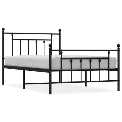Giroletto con Testiera e Pediera Metallo Nero 100x200 cm