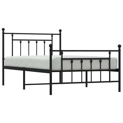 Giroletto con Testiera e Pediera Metallo Nero 100x200 cm