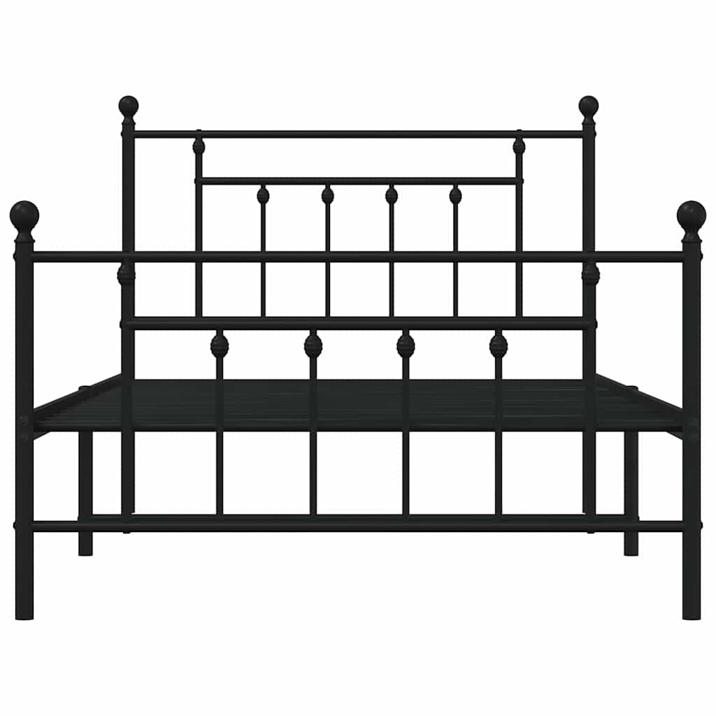 Giroletto con Testiera e Pediera Metallo Nero 100x200 cm