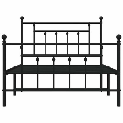 Giroletto con Testiera e Pediera Metallo Nero 100x200 cm