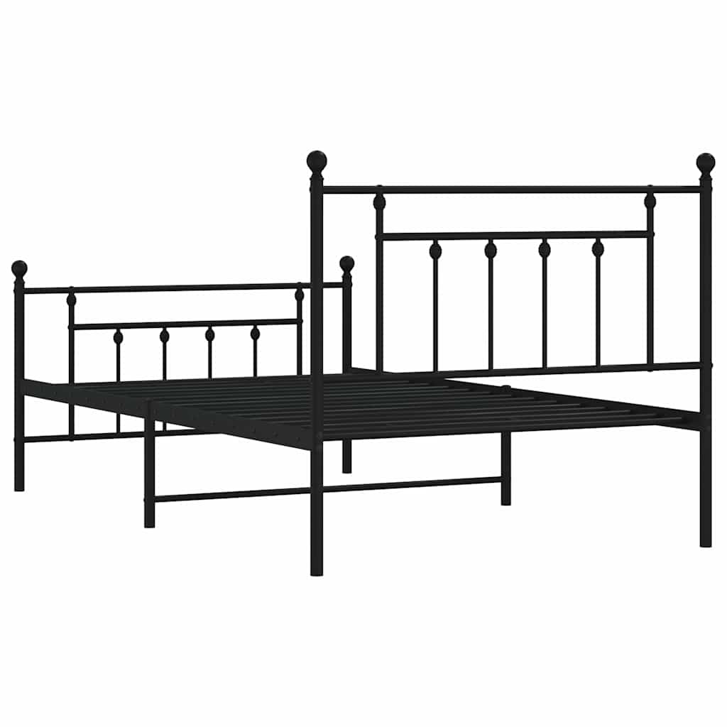 Giroletto con Testiera e Pediera Metallo Nero 100x200 cm
