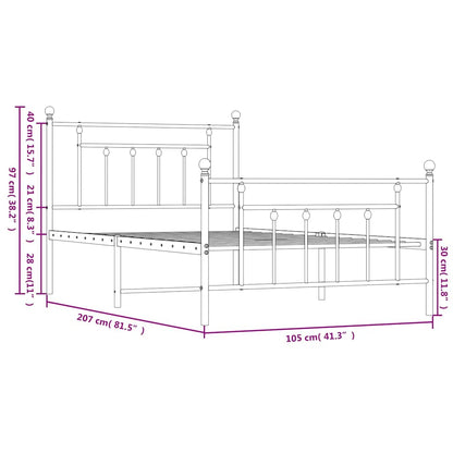 Giroletto con Testiera e Pediera Metallo Nero 100x200 cm - homemem39