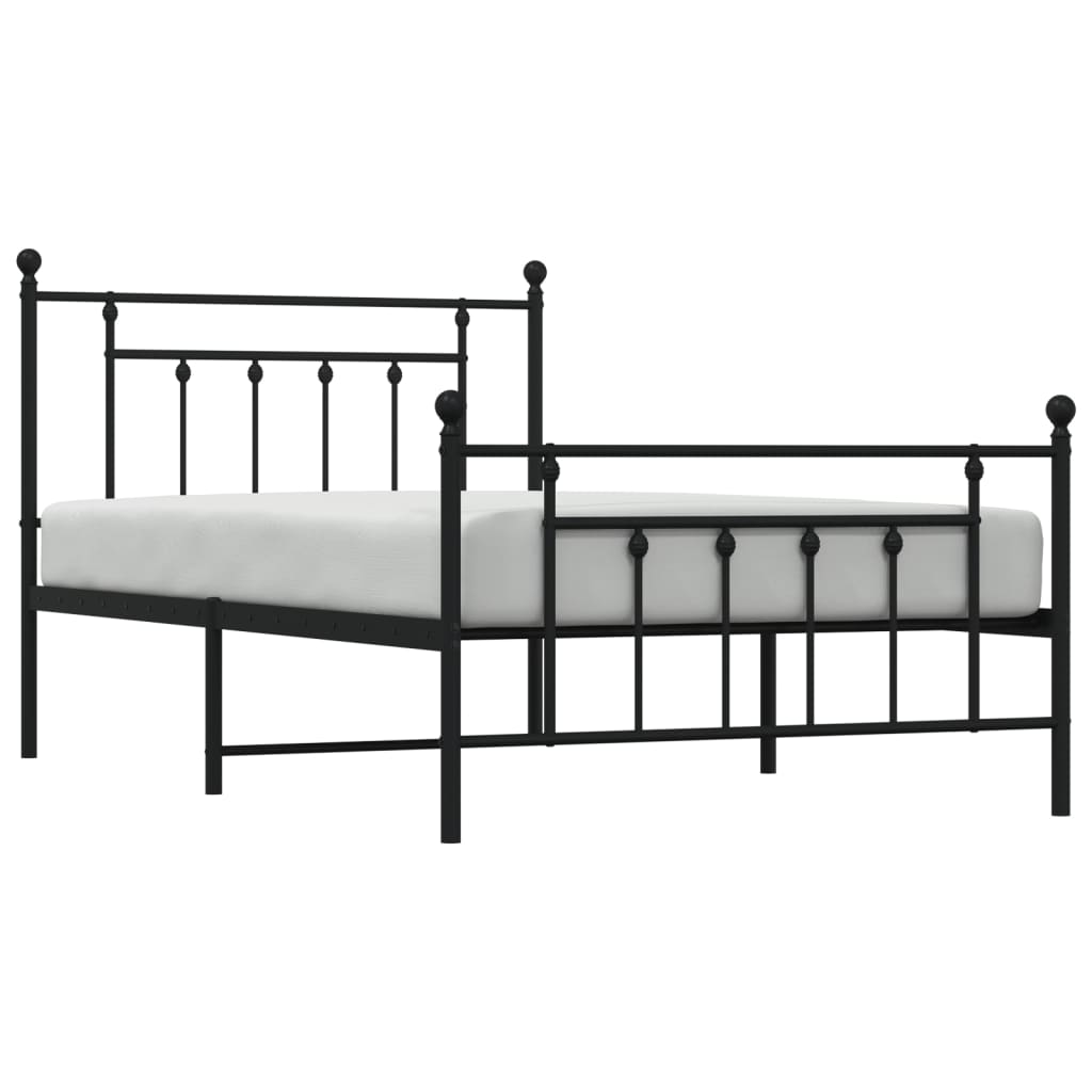 Giroletto con Testiera e Pediera Metallo Nero 107x203 cm