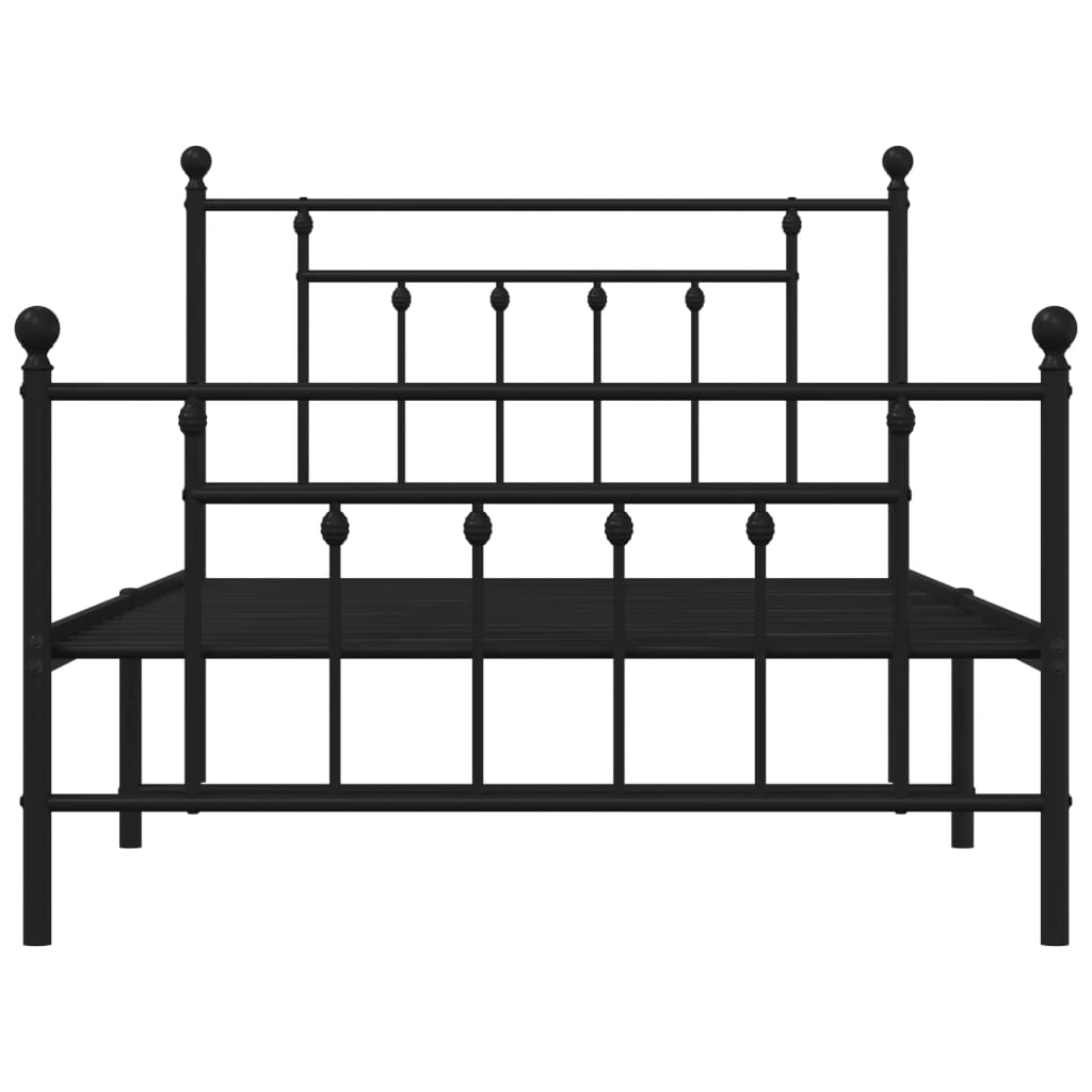 Giroletto con Testiera e Pediera Metallo Nero 107x203 cm