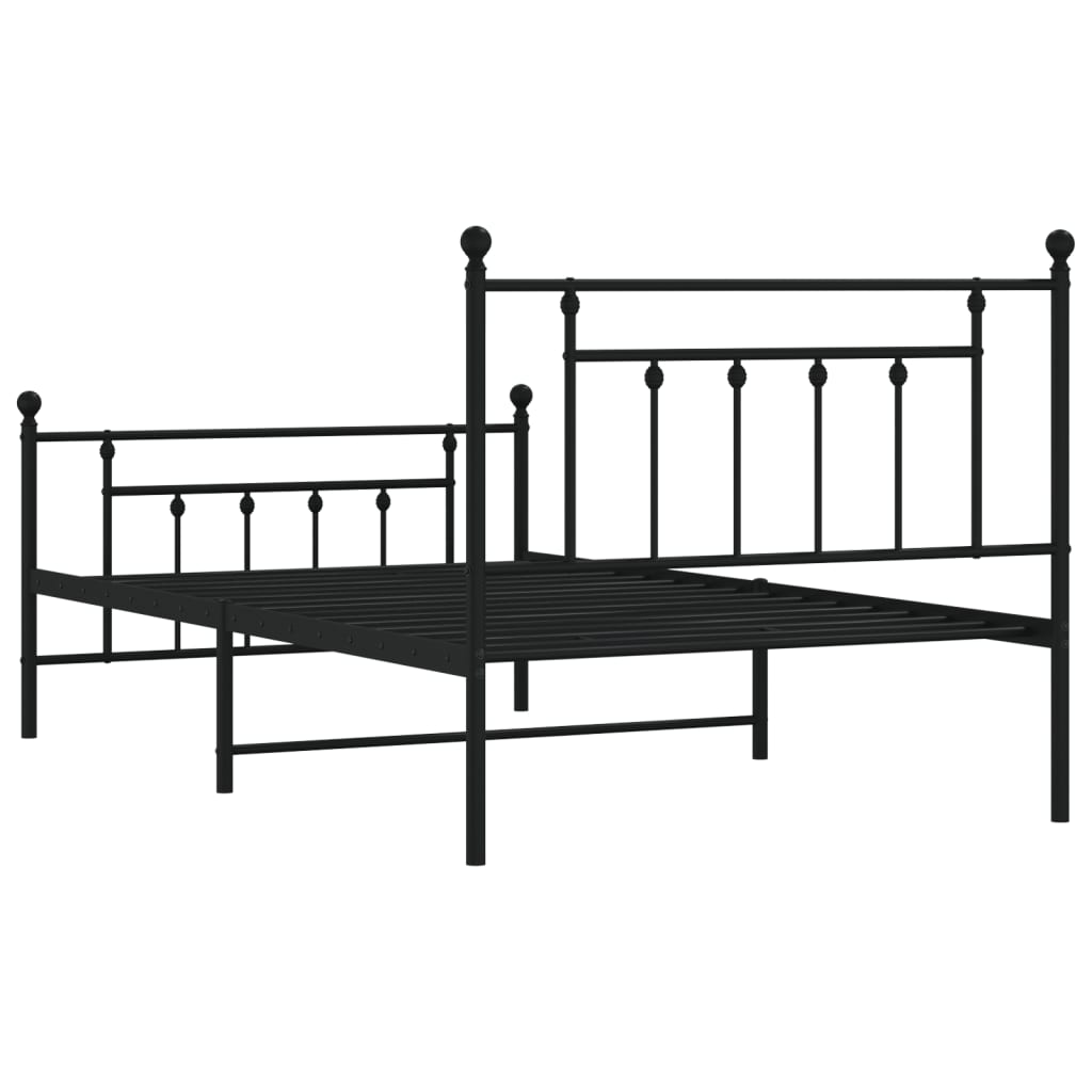 Giroletto con Testiera e Pediera Metallo Nero 107x203 cm
