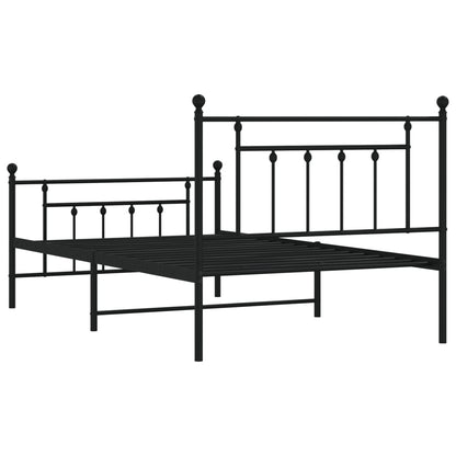 Giroletto con Testiera e Pediera Metallo Nero 107x203 cm