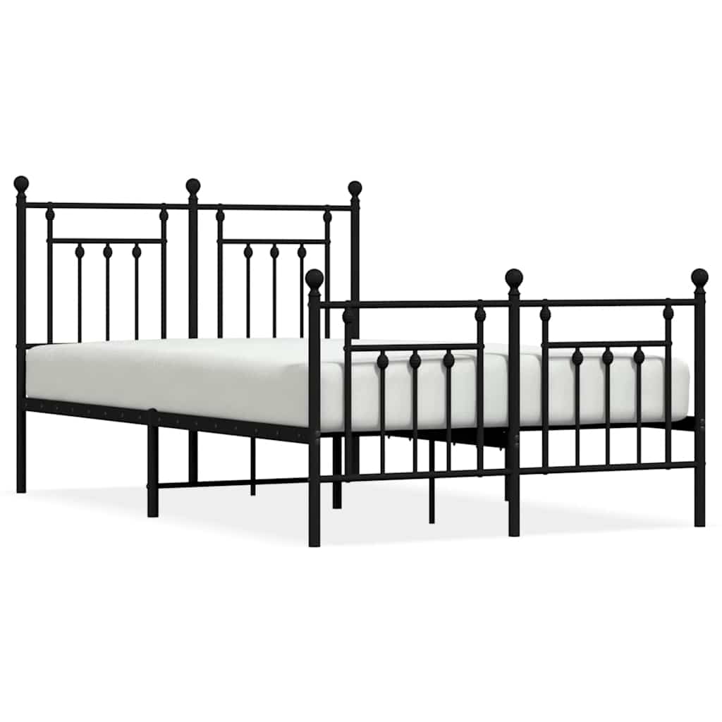 Giroletto con Testiera e Pediera Metallo Nero 120x190 cm | homemem39
