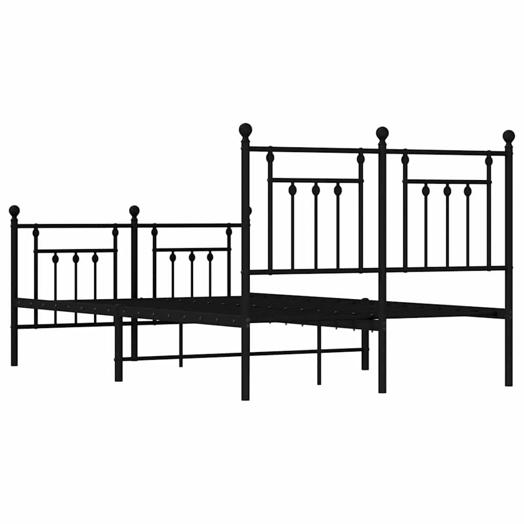 Giroletto con Testiera e Pediera Metallo Nero 120x190 cm | homemem39