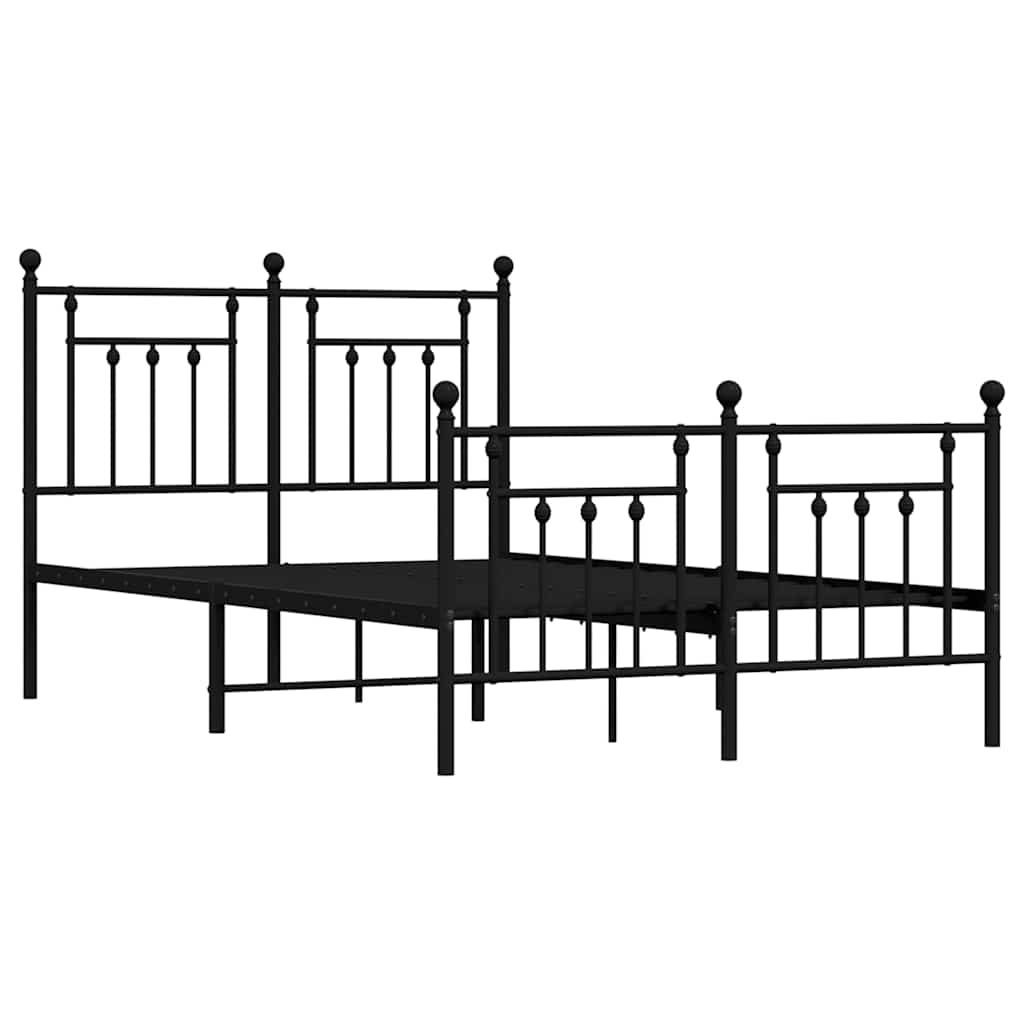 Giroletto con Testiera e Pediera Metallo Nero 135x190 cm | homemem39